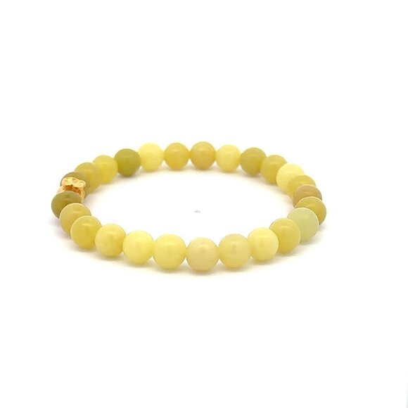 24K Gold Money Bag Lucky Charm Stretchable Bracelet Natural Lemon Jade 6mm - Picture 4 of 5